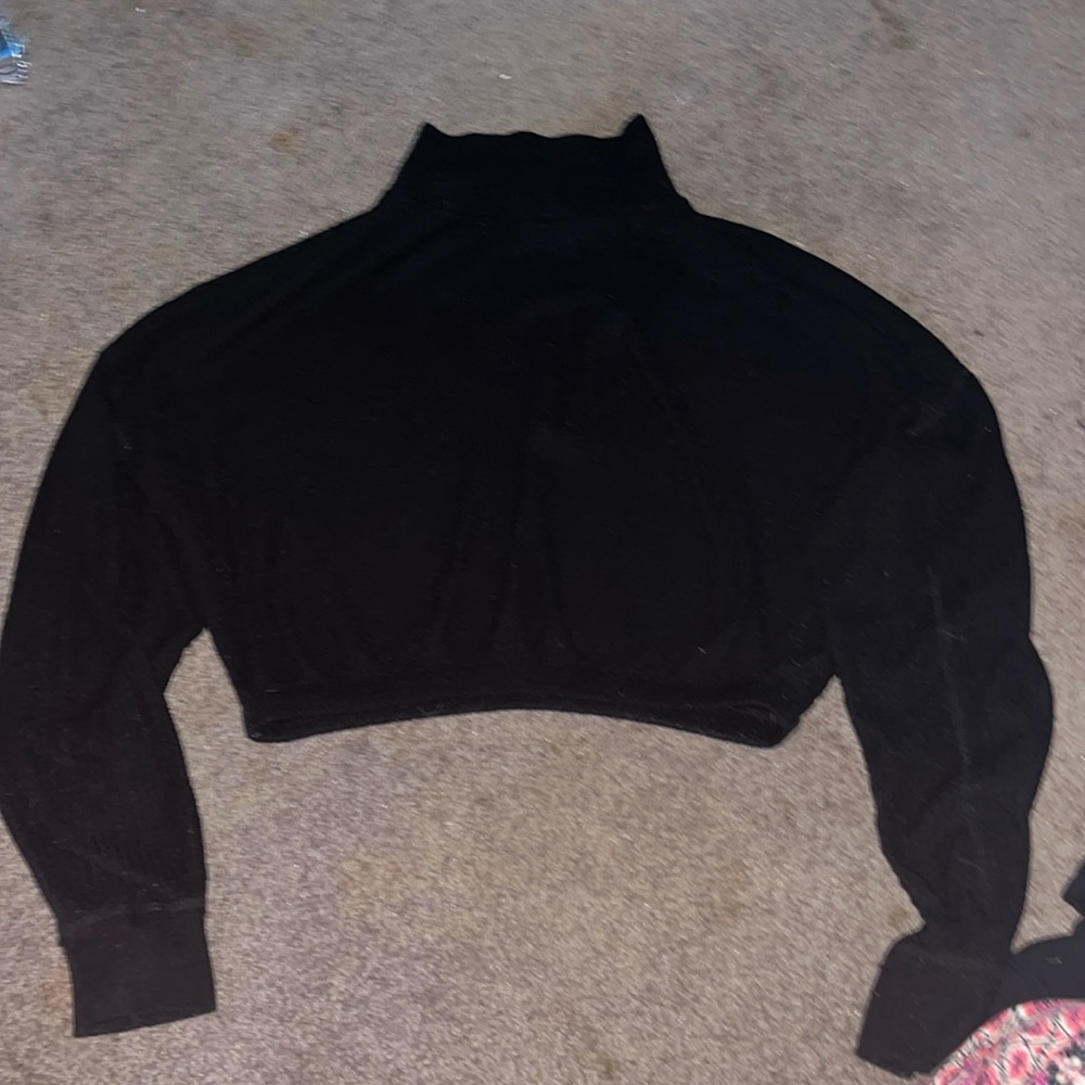Black cropped turtle neck with singed waist